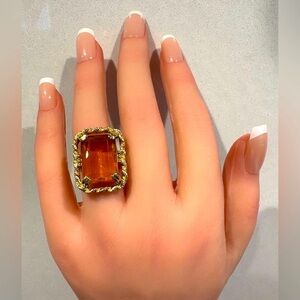 Vintage Sarah Coventry Wild Honey Rhinestone Ring Size 6